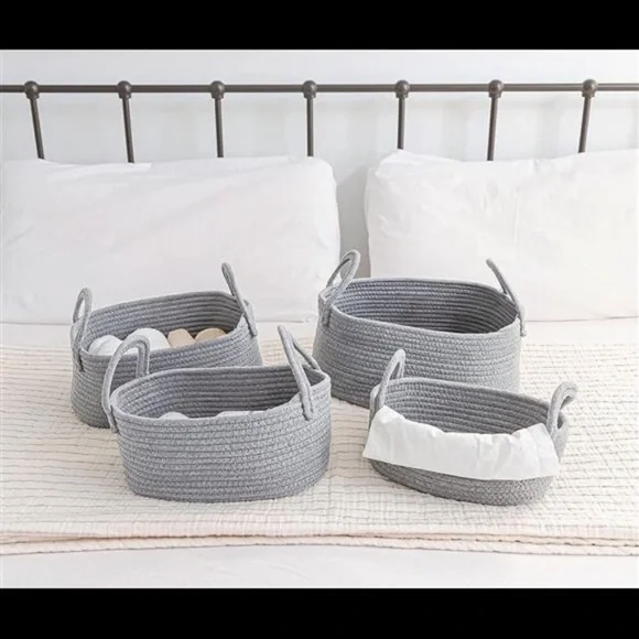 Set of 4 Rope Woven Baskets for StorageSmall Rope Basket for Nursery Storage